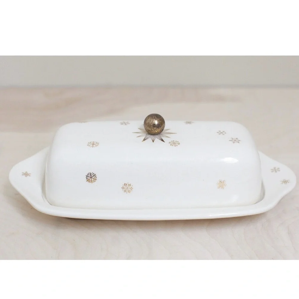 GAILSTYN Golden Stardrift 22Kt. Gold Butter Dish, vintage